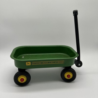 HTF SIZE John Deere Tractor 12.5  Toy Metal Child s Green Farm Wagon Pull Along