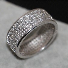 2.50Ct Round Cut Moissanite Men's Eternity Wedding Band 14K White Gold Plated