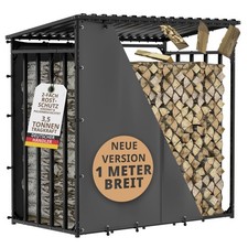 Kaminholzregal Metall mit Dach verzinkt 185x105x185cm wetterfest außen Plane