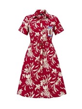 Halston Womens Pink Floral Short Sleeve Button Front Shirt Dress