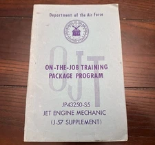 1957 US Air Force On-The-Job Training Jet Engine Mechanic Book JP43250-S5