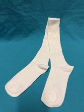 VTG Socks Hosiery 80's Cable Knit NOS 9-11 19" USA Stocking School Girl White