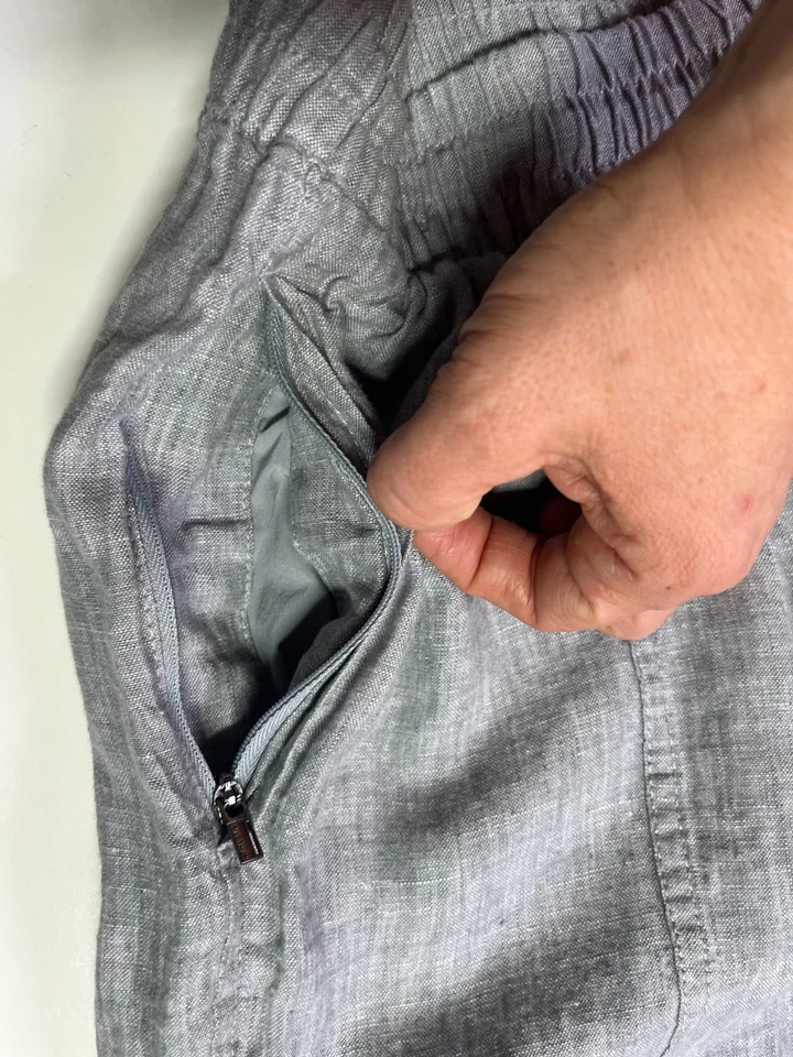 Athleta Size M Retreat Linen High Rise Ankle Pant Grey Pull-On - Image 4 of 4