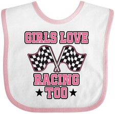 Inktastic Girls Love Racing Rally Flags Baby Bib Cars Childs Clothing Infant