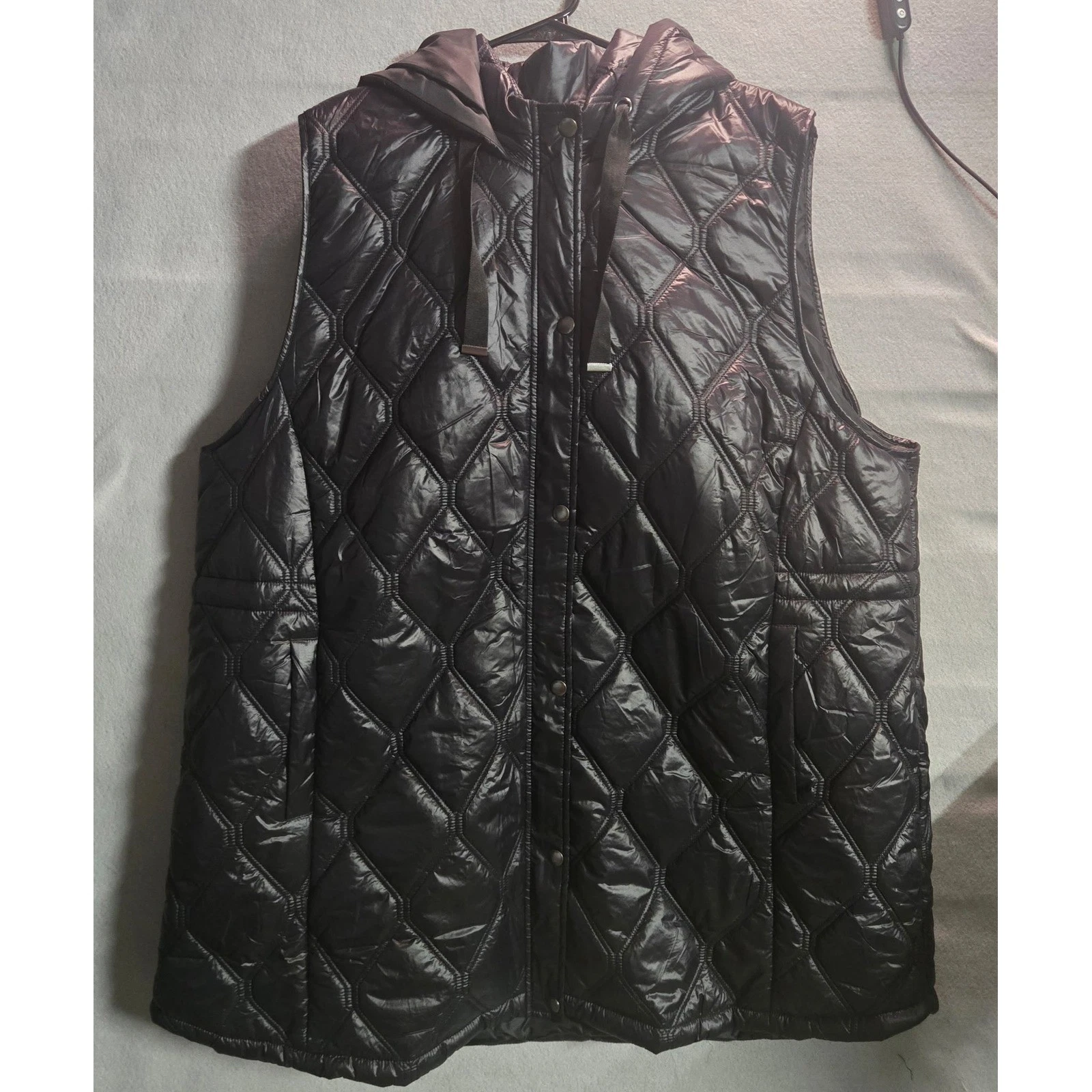 Maurices Black Quilted Puffer Vest Hooded Sleeveless Jacket Women's 3X