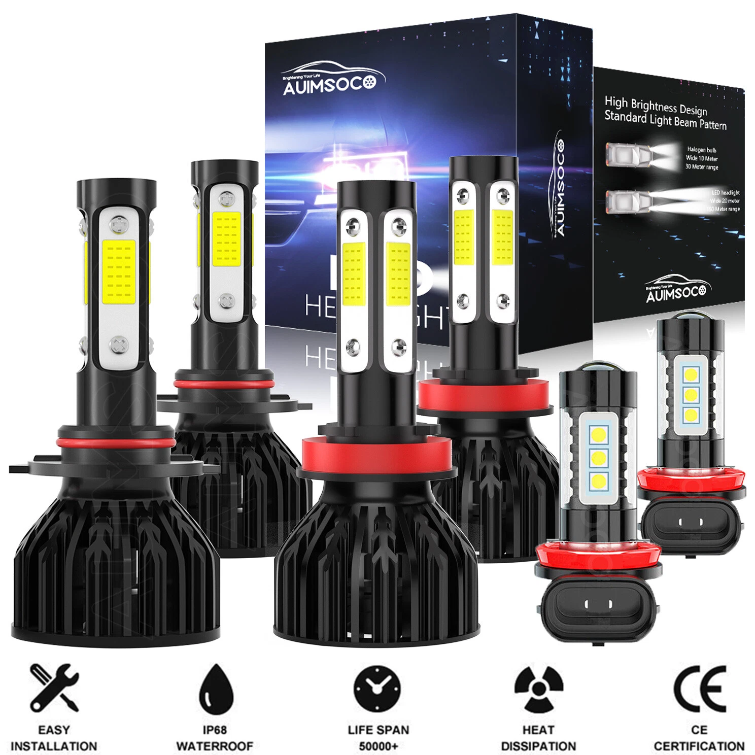 For Jeep Grand Cherokee 2014-2018 Combo Led Headlight Hi/Low Beam Fog light Bulb