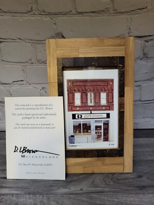 D.L. Brown Lil's Diner Family Restaurant Watercolor Painting Signed 6-03 Framed