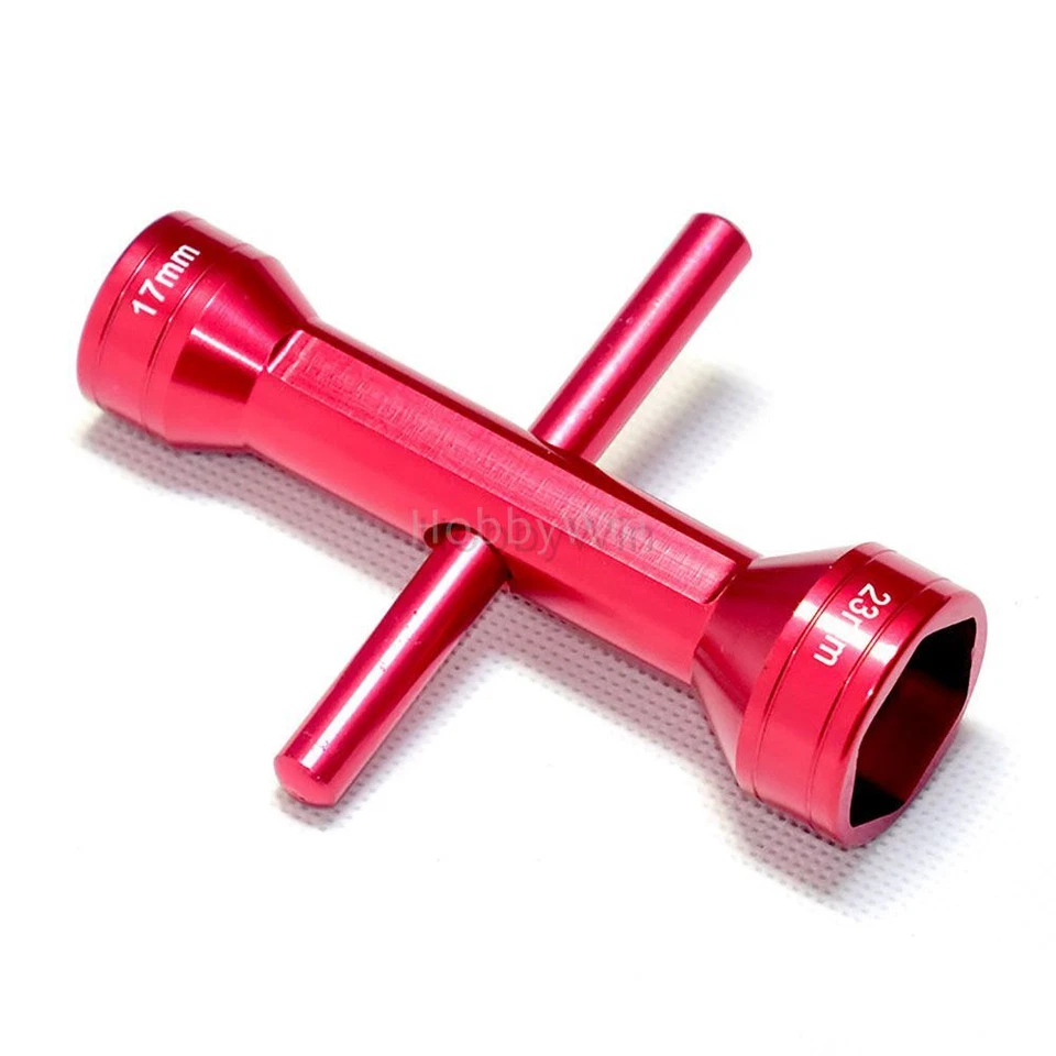 Llave hexagonal bidireccional roja 17 mm 23 mm aleación de aluminio modelo RC coche hobby herramientas de reparación Foto 3 de 4