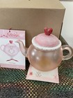 Dept 56 Krinkles Glass TEAPOT Pink Candle Holder NIB Valentines Rare — photo 2