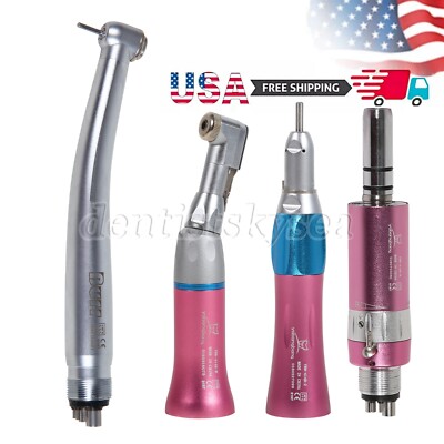 NSK Pana Max Style Dental High Low Speed Handpieces 4 Hole Air Turbine Kit Pink