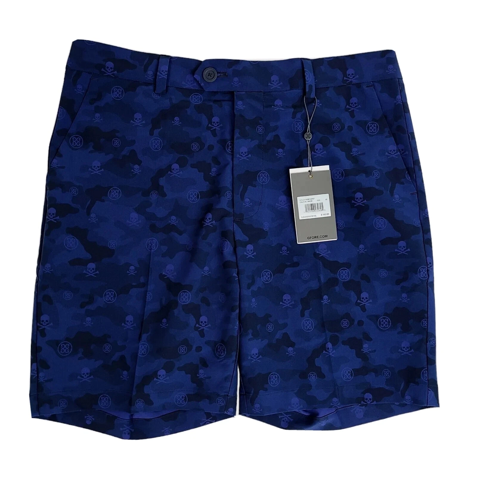 G/FORE Mens 36 Blue Camo Skulls Maverick Hybrid Shorts 4-Way Stretch Flat Front