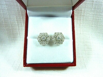 White Cubic Zirconia Vintage Inspired Sterling Silver Stud/Post Earrings