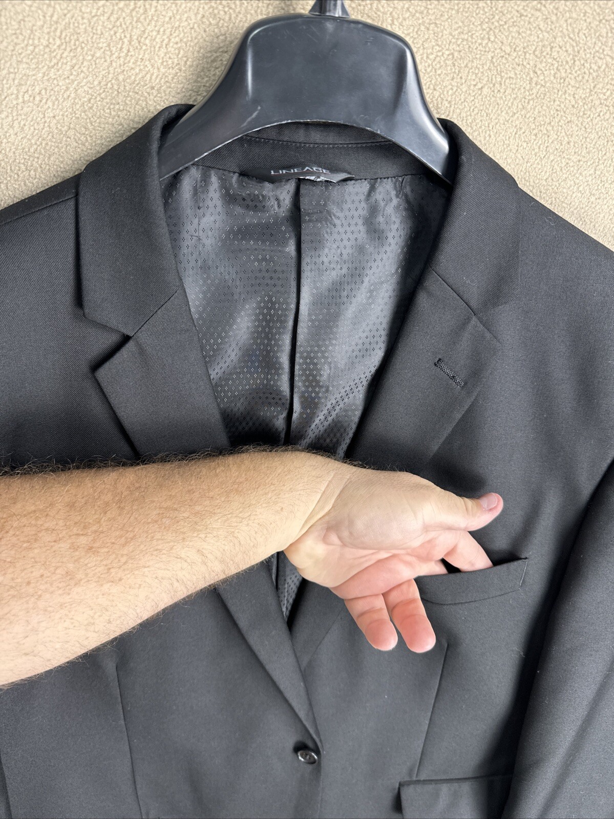 48R Lineage Solid Black Two Button Jacket Blazer … - image 3