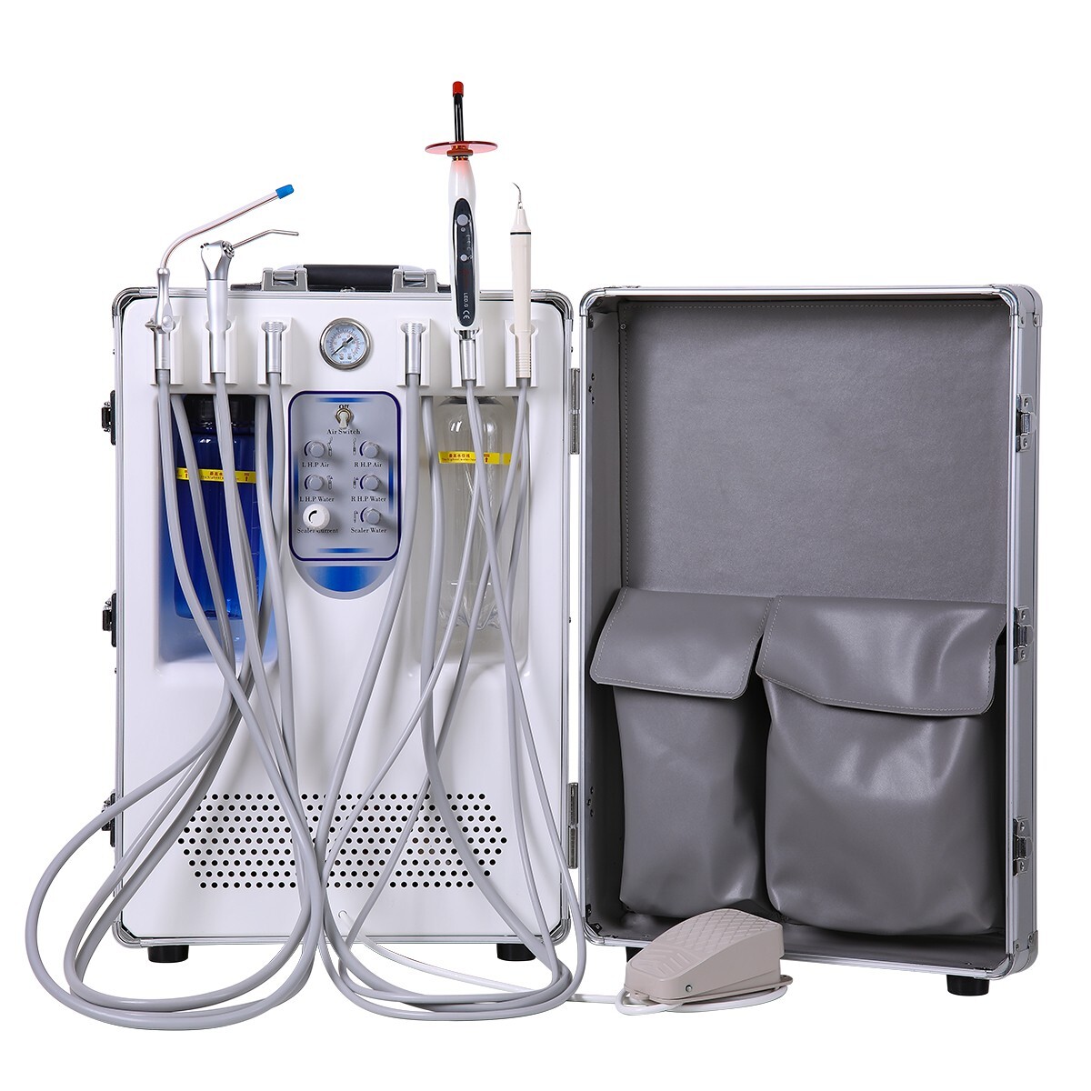 Portable Dental Delivery Unit With Curing Light Ultrasonic Scaler Suction 4 Hole