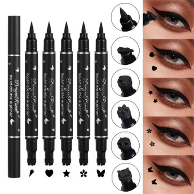 Double Head Liquid Eyeliner Eye Stamp Star Butterfly Matte Smooth Eyeliner   