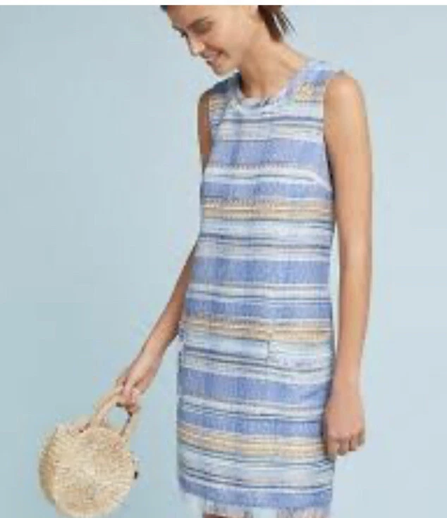 Anthropologie Akemi + Kin Shift Dress Tweed Pockets Back Zip Closure M 8