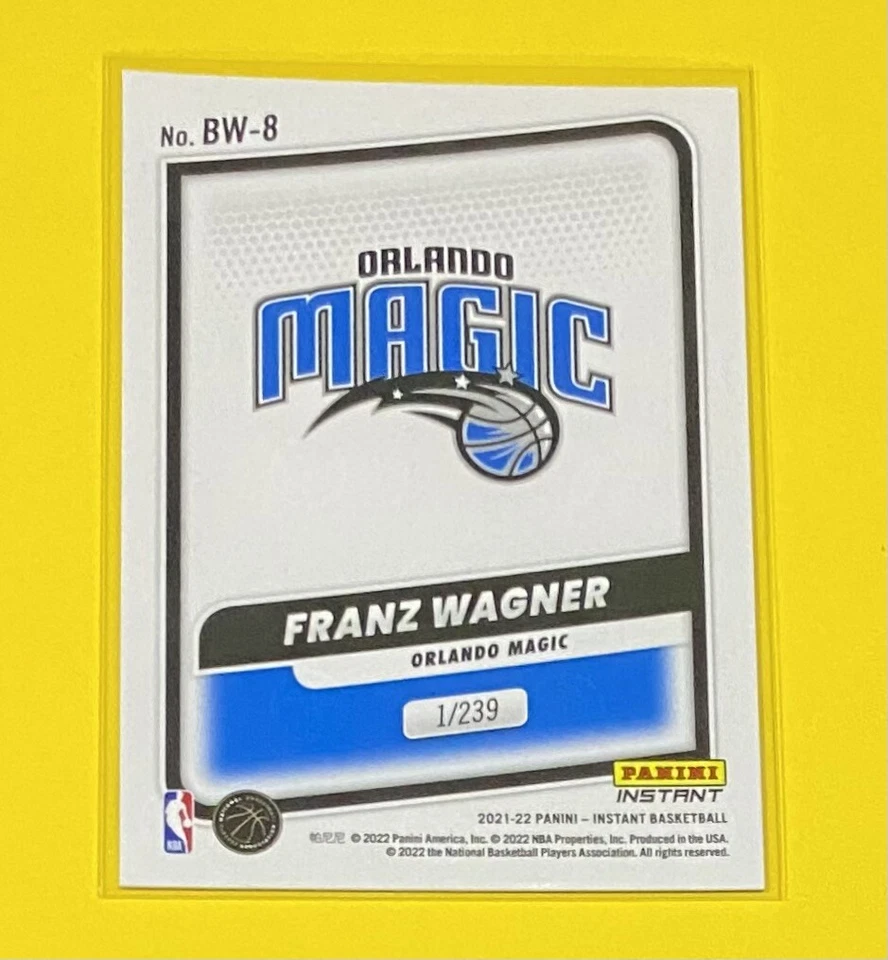 2021-22 Panini Instant Franz Wagner BLACK WHITE ROOKIES 1/239 SP Magic #BW-8 RC - Image 2 of 2