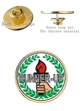 Runner Up Victory Torch 26mm Metal Lapel Domed Pin Badge