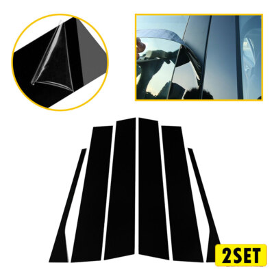 Black Pillar For VW Posts Jetta MK5 Sedan 06-10 12pc Door Trim Piano Cover Windo