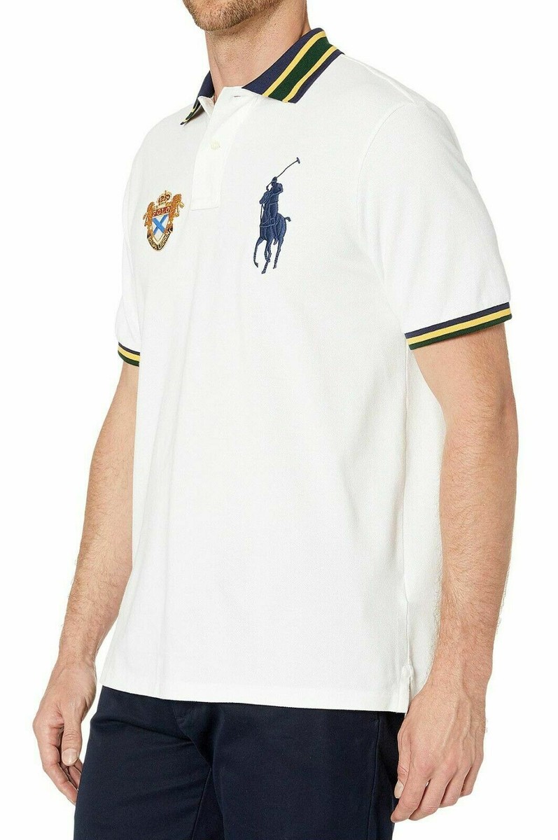 Polo Ralph Lauren Gold Metallic Big Pony Crest Logo Striped