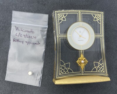 Vintage Japan Mikimoto Pearl Table Or desk Clock - Clear Lucite W
