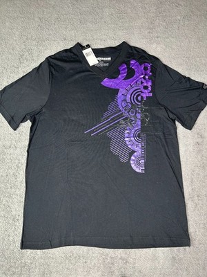 Sean John T-Shirt Men's Black XL Cotton Graphic V-Neck NWT