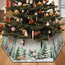 Christmas Tree Collars,Elk Snowman Christmas Tree Stand Base Cover Christmas ...