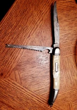 Vintage Folding Fish Knife Scaler / Opener Pearl Handle Made in Germany 2 Blades