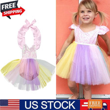 Toddler Baby Girl sequined lace chiffon Dress Party Travel Performance costumes