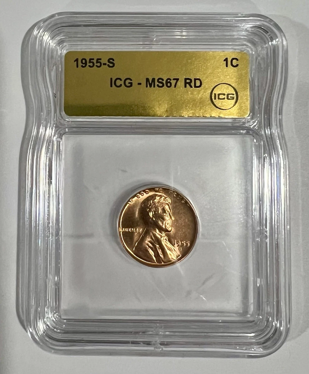 25+ MS 67 Graded 1955 Lincoln Wheat US Small Cents (1909-1958) for