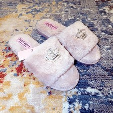 New Juicy Couture Women s Size 8-9 Faux Fur Slippers Crowns Pink JC Huggin 2