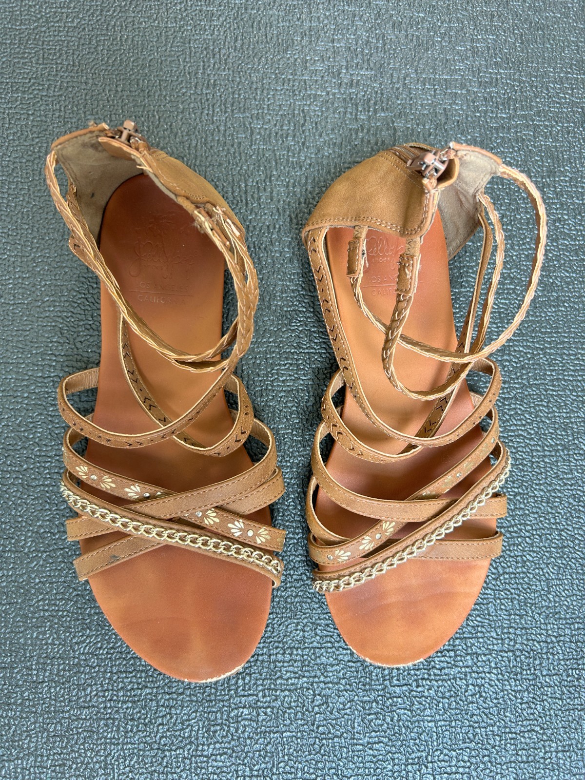 APL SANDALI GLADIATORE JELLYPOP TAGLIA 7 5 marrone dettaglio catena oro