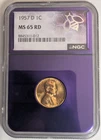 1957-D Lincoln Wheat Cent 1C NGC MS65 RD Red Purple Core Slab Penny