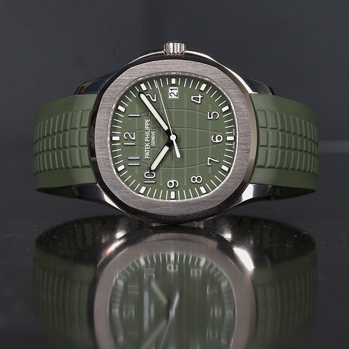 Patek Philippe Aquanaut Jumbo 18K White Gold Khaki Green 5168G Full Set Mint