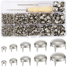 1220 Pcs Assorted Sizes Studs for Clothing Leather Rivets Round Dome Studs an...