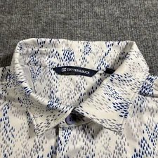 Cutter & Buck Polo Medium White Blue Raindrops Cantigny Golf Shirt