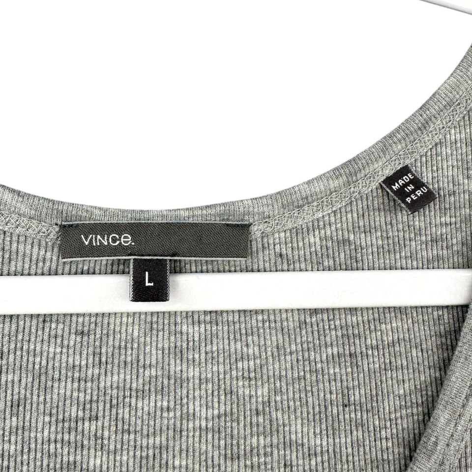Vince светло-серый без рукавов декольте ребристый резинке повседневный Майка большой - Изображение 3 из 4