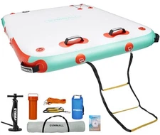 GYMYALL INFLATABLE FLOATING DOCK PLATFORM 10FT*8FT AIR FLOATING ISLAND - Orange