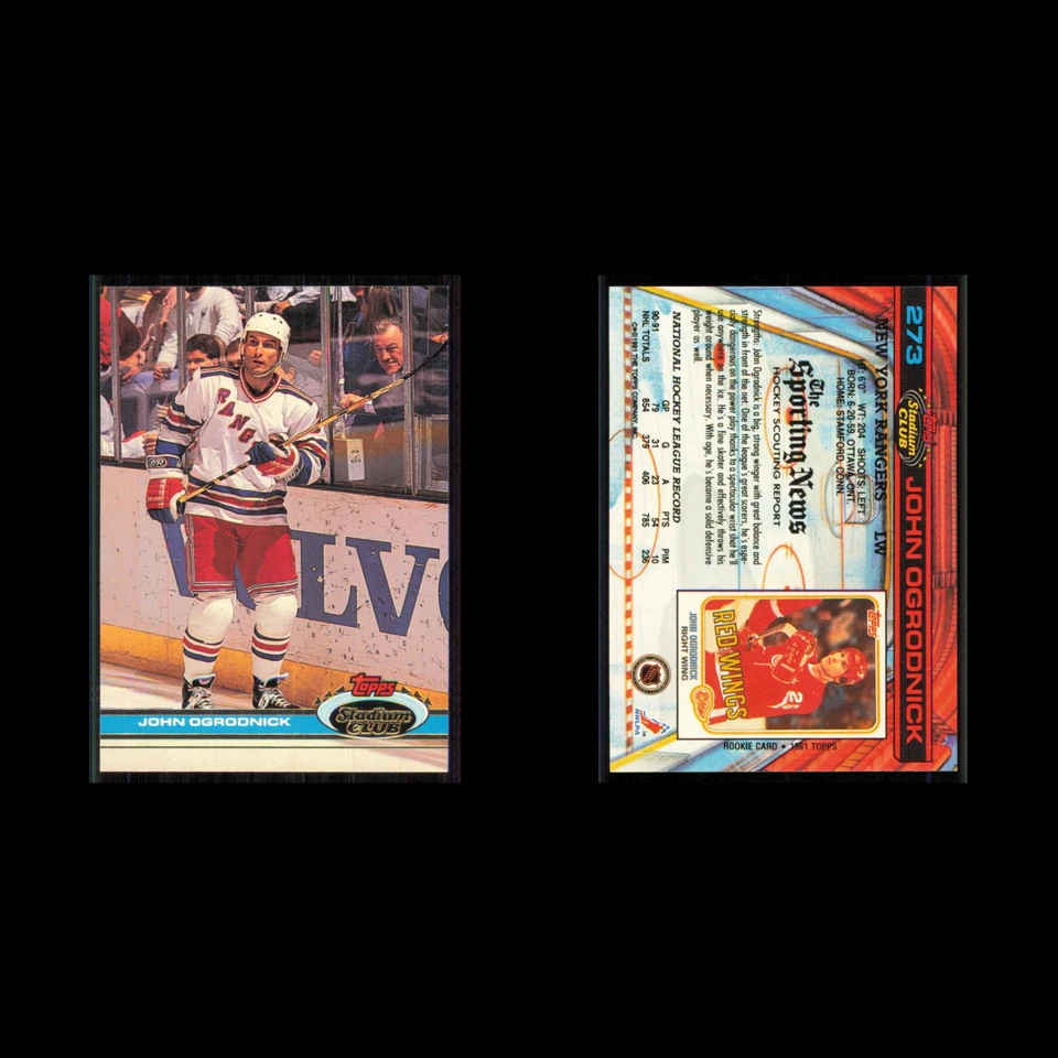 John Ogrodnick #273 1991 Topps Stadium Club New York Rangers Hockey Card NHL NM - Image 3 of 3