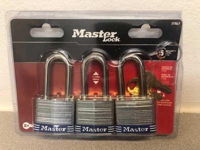 Master Lock 3TRILF 3-3/16'' H X 1-9/16'' W X 27/32'' L Steel 4-Pin Cylinder Padlock