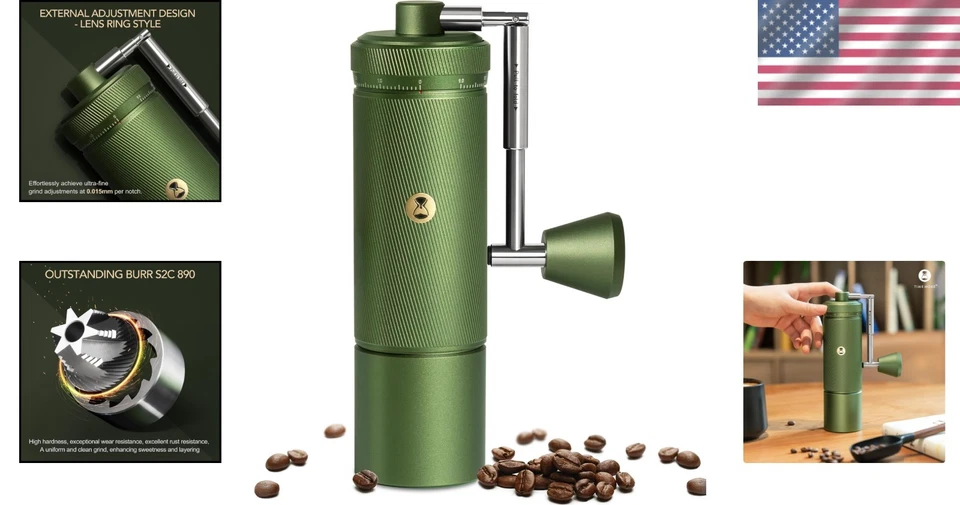 Molinillo de café manual de precisión rebaba suave silencioso ajustable molinillo de granos de café Foto 2 de 4