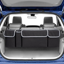 Trunk Organizer, Backseat Hanging Organizer with 4 Large Storage Black Grey
