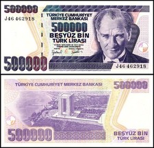 Turkey 500000 Lira, L.1970 (1998 ND), P-212a.1, UNC, Prefix J