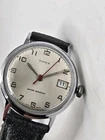 Vintage Timex Mens / Womans Watch 30mm Silver Tone Date Leather Manual 1177 2570