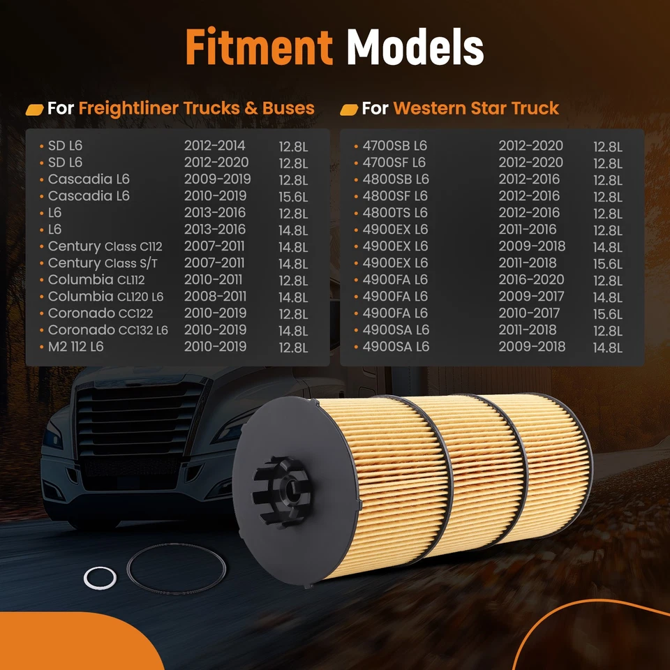 Kit de carcasa de filtro de aceite para Western Star 4700SB 4700SF 12,8 L 2012-2020 LF17474 Foto 3 de 4