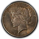1928 $1 Silver Peace Dollar - AU Key Date Coin -  SKU-B5837