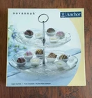 Vintage Anchor Hocking Savannah 2 Tier Glass Tidbit Plate Display Stand 10", 12”