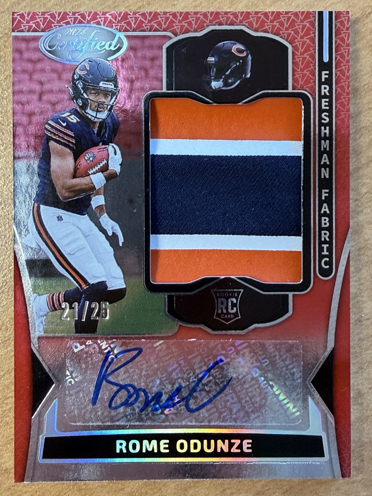 Rome Odunze Panini Certified Freshman Fabric Mirror Signatures #FMSROE Red Etch