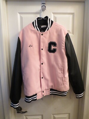 Crumbl Cookies Pink Black Letterman Varsity Jacket Class Of 2023 Size L.
