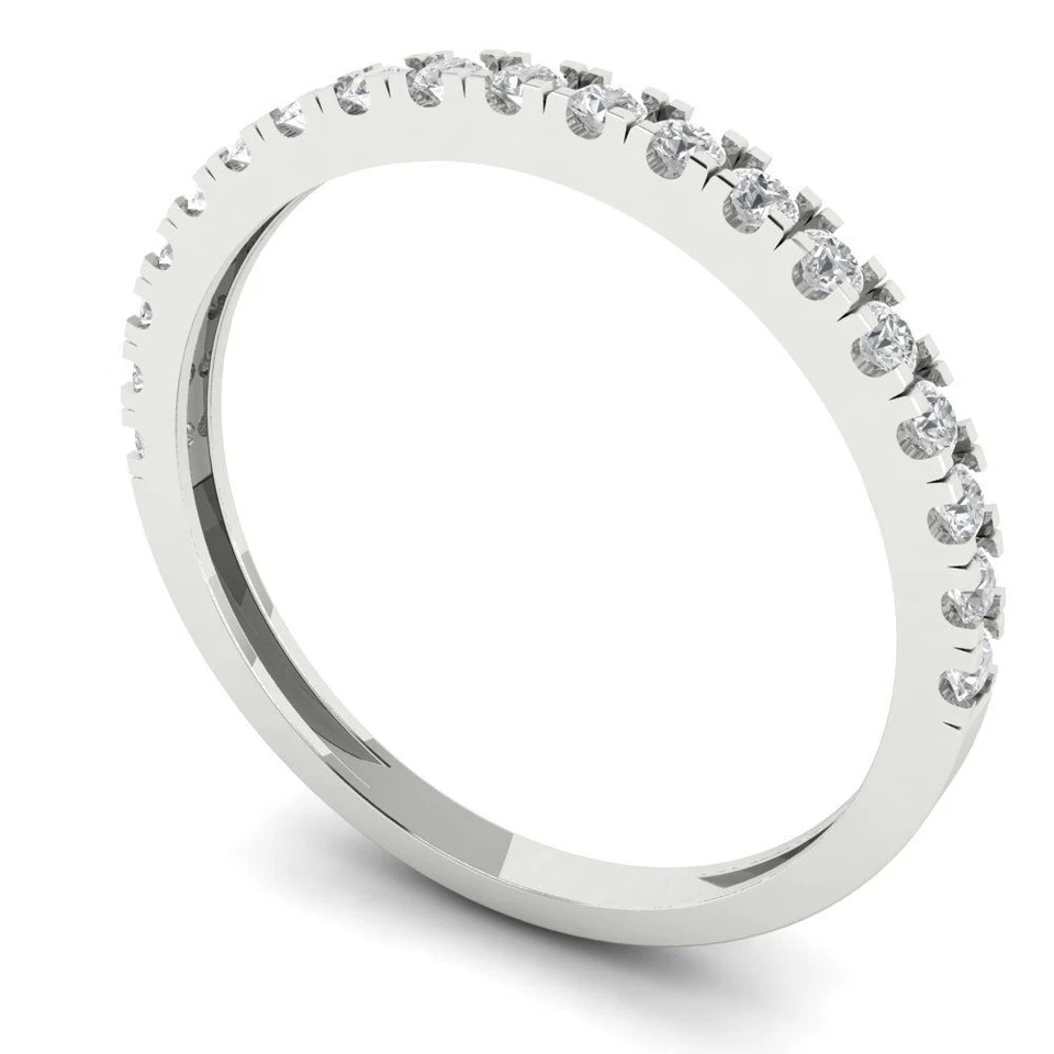 0.29 ctw Zirconia Diamond Wedding Band for Women | 14K White Gold Eternity Ring - Image 2 of 4